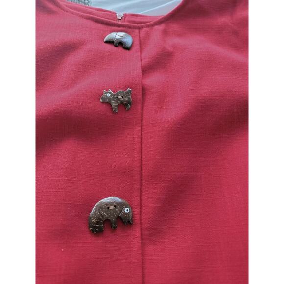 Vintage red shift dress wood animal buttons pls 3X Jessica Howard - Picture 6 of 6